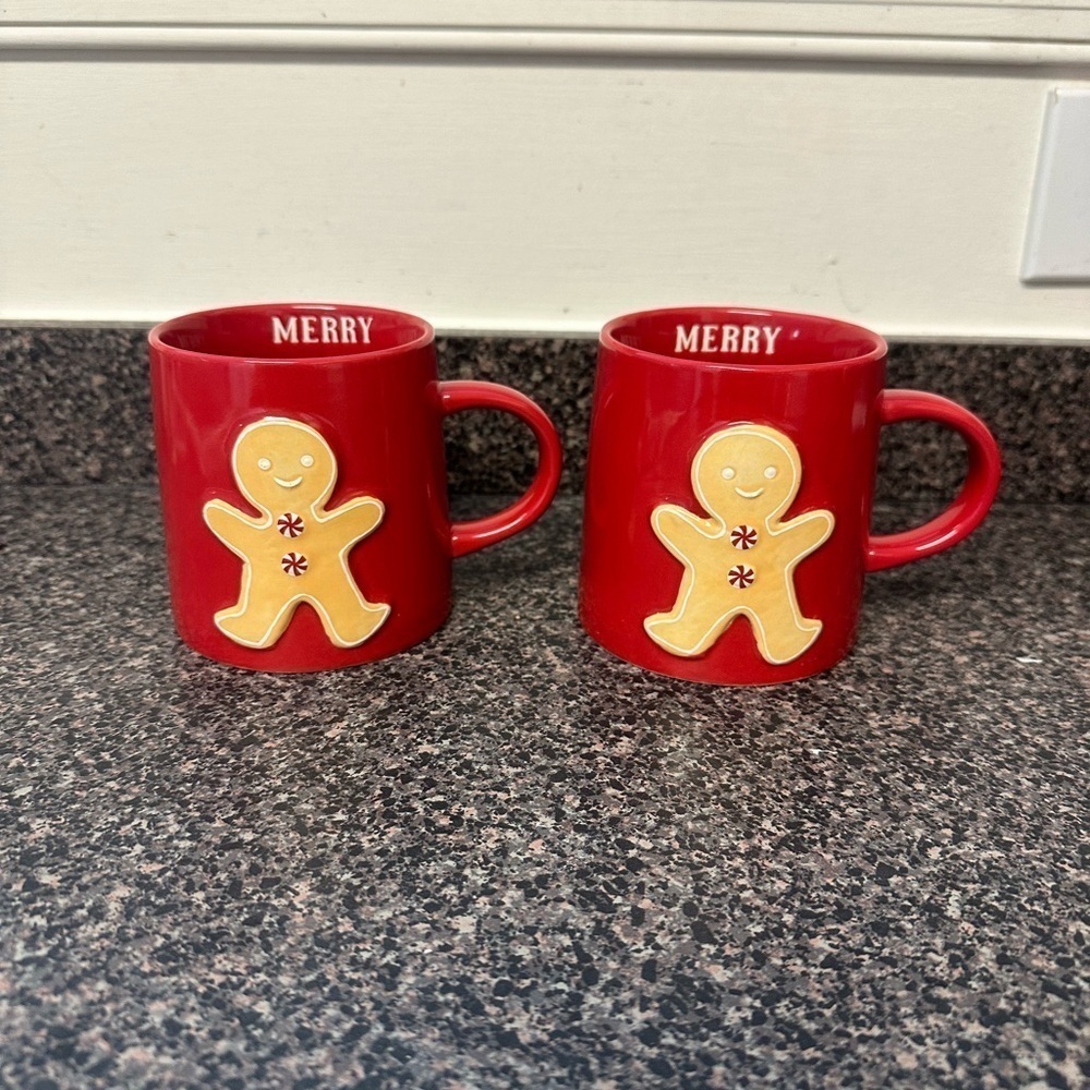 Christmas Gingerbread Man Ceramic Mug Set